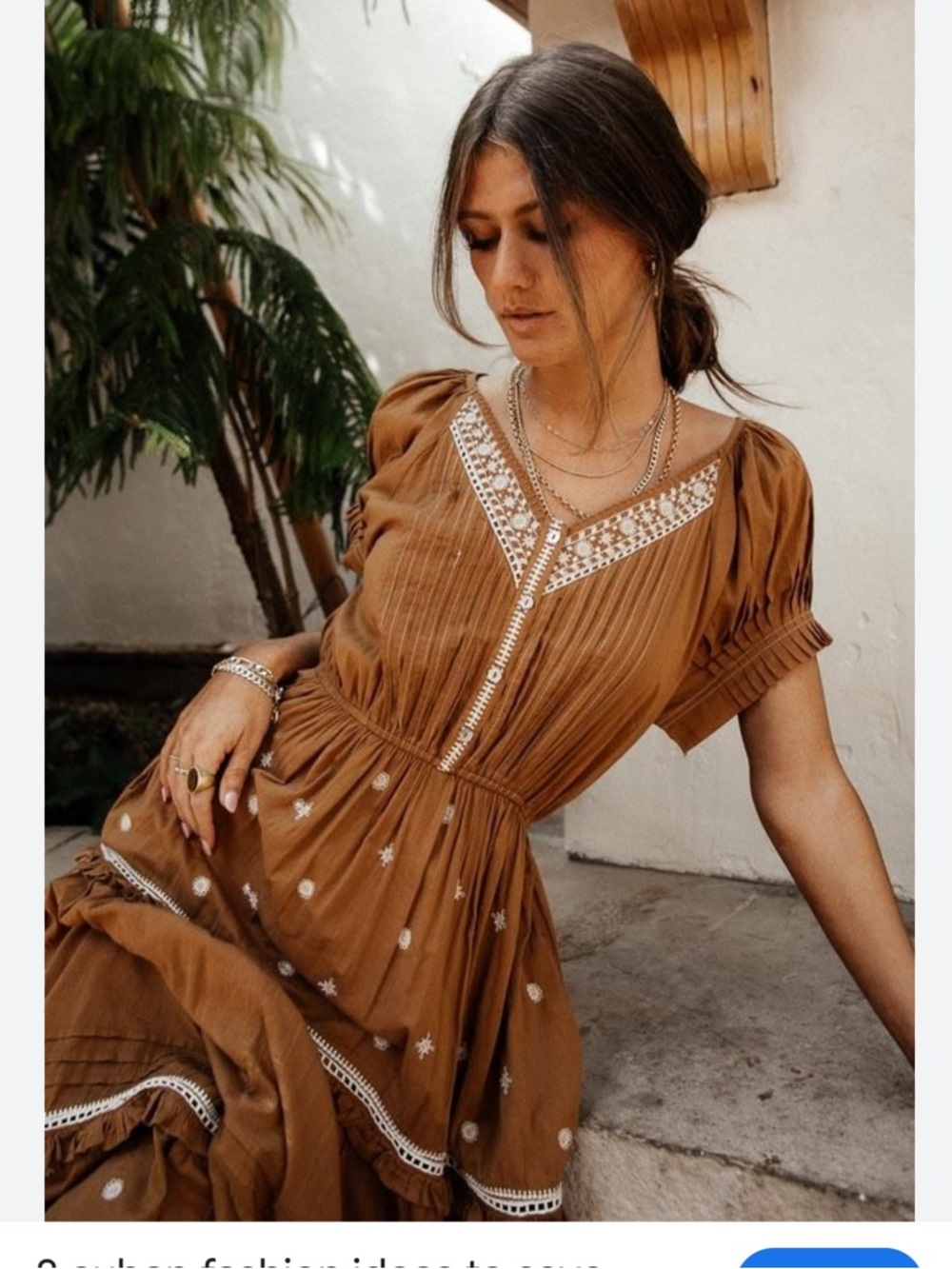 Bohme Rust Boho Maxi Dress Size M Embroidered Lace Tiered Midi/Maxi Cottagecore